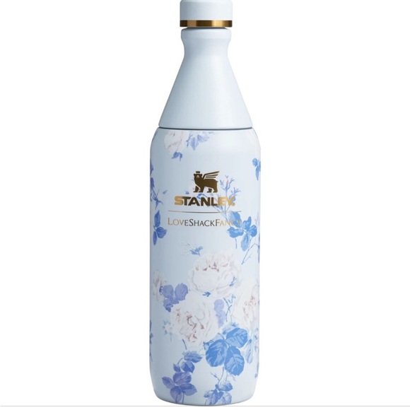NEW THE STANLEY X LOVESHACKFANCY AIl Day Slim Bottle 20 oz Everblooming Rosettes - Picture 2 of 5